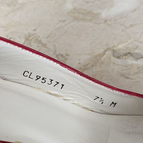 Stuart Weitzman Red Patent Leather Peep Toe Wedge Heel Pumps - Picture 11 of 12